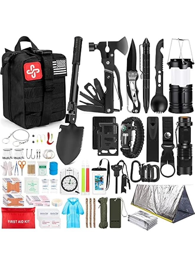 Arabest 250 Piece Survival Gear First Aid Kit with Molle Compatible Bag and Emergency Tent - Essential Emergency Kit for Earthquake, Outdoor Adventure, Hiking, Hunting - Great Gifts for Men and Women - Image 1
