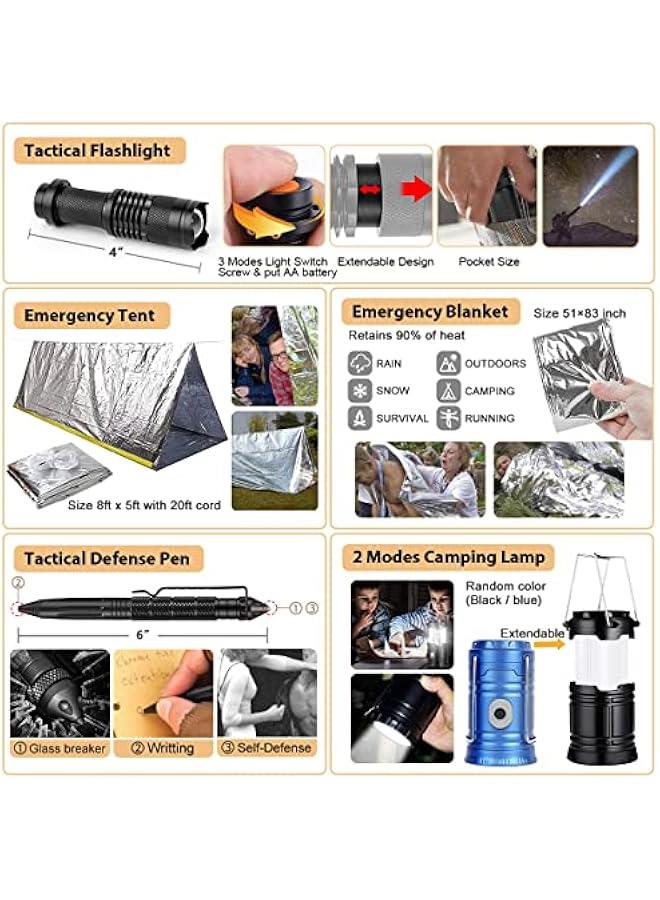 Arabest 250 Piece Survival Gear First Aid Kit with Molle Compatible Bag and Emergency Tent - Essential Emergency Kit for Earthquake, Outdoor Adventure, Hiking, Hunting - Great Gifts for Men and Women - Image 4
