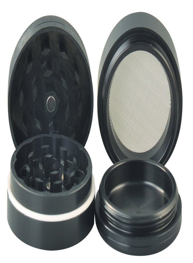 True Handmade Standard Aluminium Herb Grinder(4 Part, 50mm, Black)