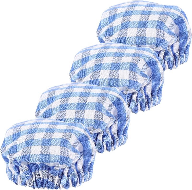 Artibetter 4pcs Reusable Plaid Cloth Covers for Large Sourdough Starter Jars Elastic Breathable Bread Proofing Bowl Covers Dustproof Jar Lids for Home Baking - Image 1