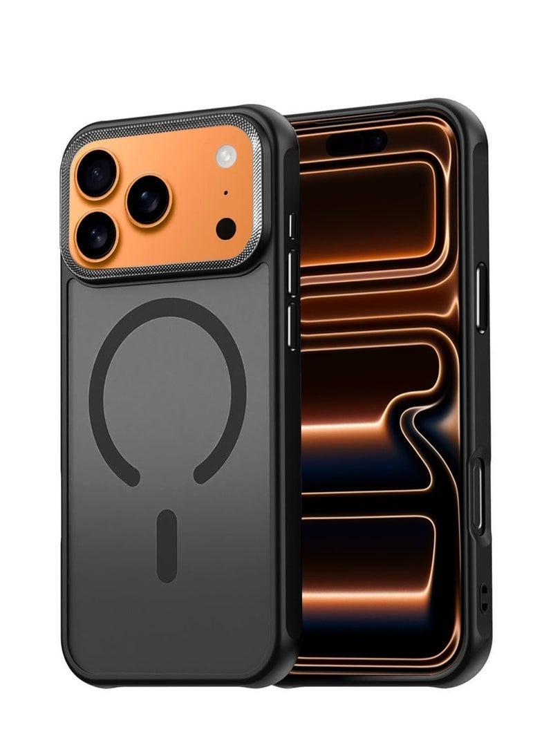 NEW iPhone 17 Pro 5G 2025 Hard Silicone Hybrid Case | Slim Stylish Translucent Magnetic MagSafe Compatible Shockproof Protective Cover (MCMPMN) – Black