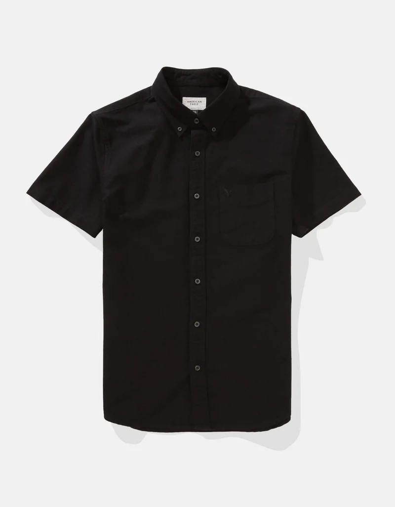 American Eagle  AE Short-Sleeve Classic Fit Button-Up Shirt for Men | Best Price UAE