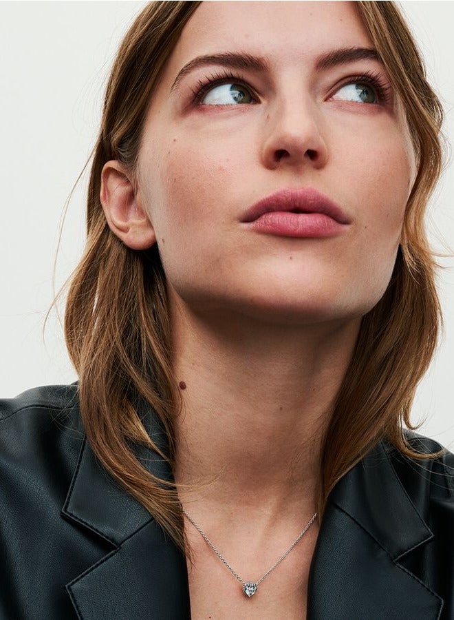 Chomel Pandora Cubic Zirconia Sparkling Heart Pendant Corell Women's Necklace 925 Silver 398425C01-45 - Image 3