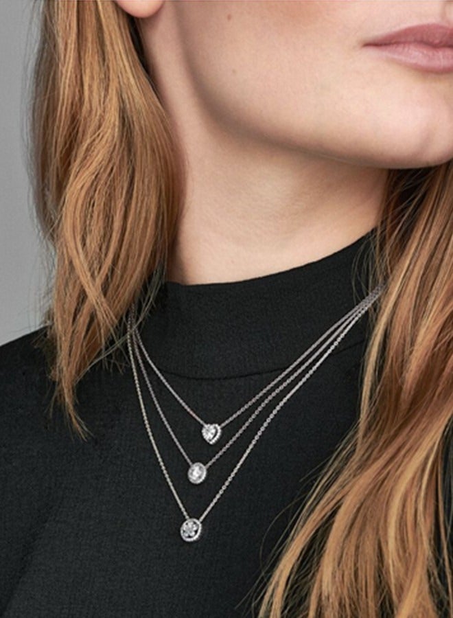 Chomel Pandora Cubic Zirconia Sparkling Heart Pendant Corell Women's Necklace 925 Silver 398425C01-45 - Image 4