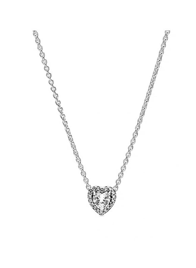 Chomel Pandora Cubic Zirconia Sparkling Heart Pendant Corell Women's Necklace 925 Silver 398425C01-45 - Image 1