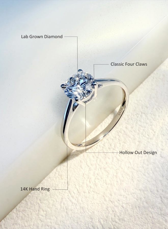 CRITI RORA 1-3 Carat Lab Grown Diamond Engagement Ring 14K White Gold,IGI Certified Round Cut (E-F Color VS2-SI1) Classic 4-Prong Ring for Women,Wedding Ring, 5, White Gold, Diamond - Image 2