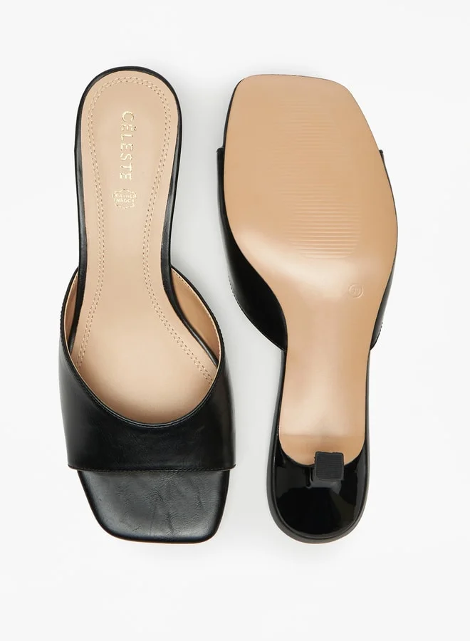 Celeste Women's Solid Slip-On Sandals with Kitten Heels