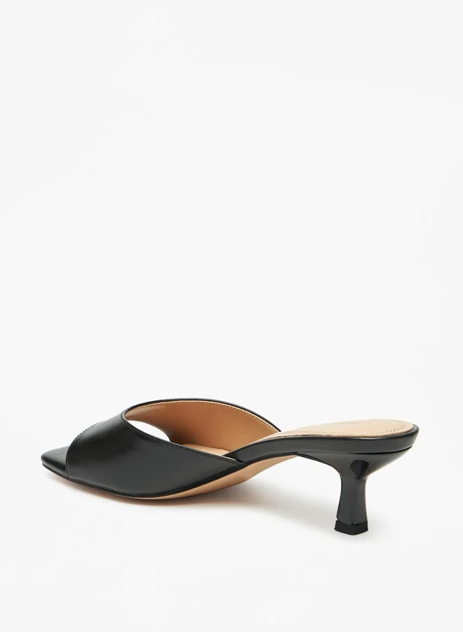 Celeste Women's Solid Slip-On Sandals with Kitten Heels