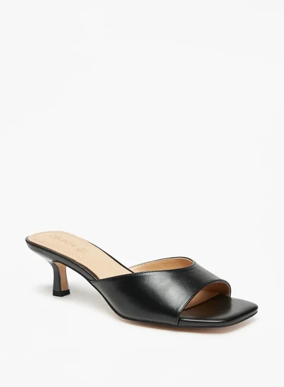 Celeste Women's Solid Slip-On Sandals with Kitten Heels