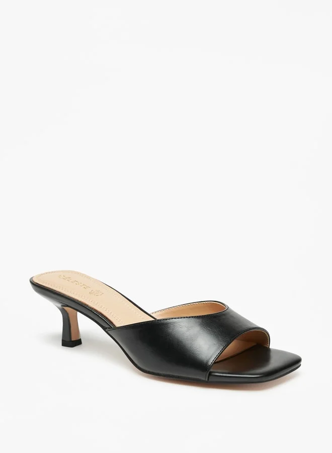 Celeste Women's Solid Slip-On Sandals with Kitten Heels