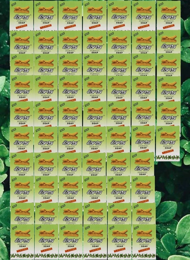 بياري 66 قطع صابون الكركم طبيعي بالكامل مصنوع يدويًا من الايورفيدا نباتي