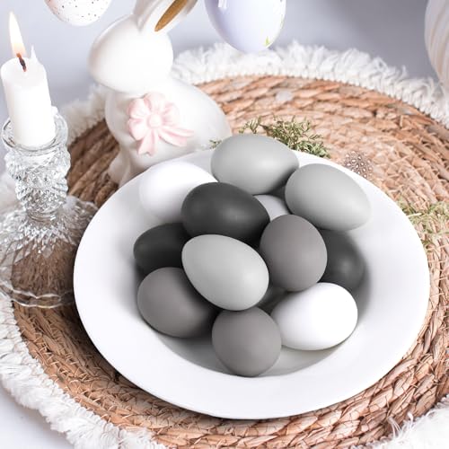 Gejoy 24 Pcs Neutral Easter Eggs Plastic Fake Chicken Eggs 236 Inch Vintage Boho Easter Decor Pastel Bowl Vase Fillers Farmhouse Spring Decorations for Home Table DIY Craft Earthy Tones - Image 3