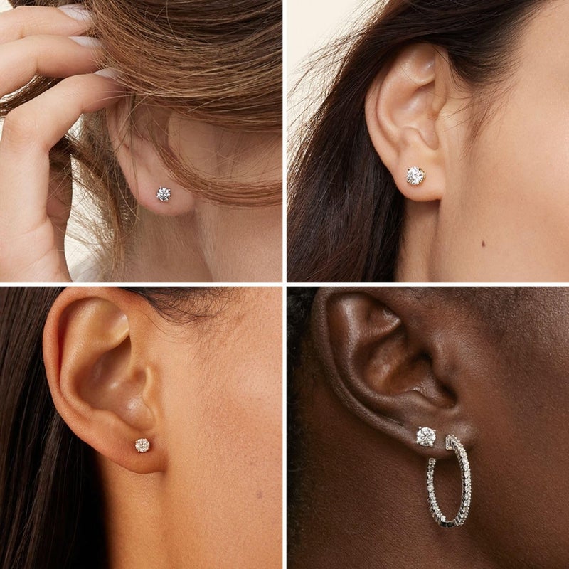 Kainier 5 Pairs Stud Earrings Set 316L Surgical Stainless Steel Earrings Cubic Zirconia (CZ) Ear Stud for Women Men Hypoallergenic Simulated Diamond Earrings 3-7mm - Image 3