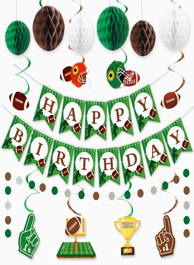 RTHPY Football Party Decorations Football Hanging Swirl Decorations Football Football Birthday Banner Honeycomb Balls Circle Dots Garland for Football Season Game Day Tailgate Party Home Decor Supplies - Image 1