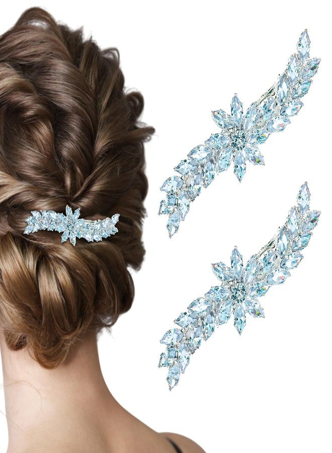 CURASA Rhinestone Bridal Hair Clip 2Pcs Metal Crystal Decorative Hair Barrettes Silver Sparkly Hair Pins Jewelry Alligator Barrette Elegant Head Pieces For Women Girls Bride Bridesmaid Wedding Party - Image 1