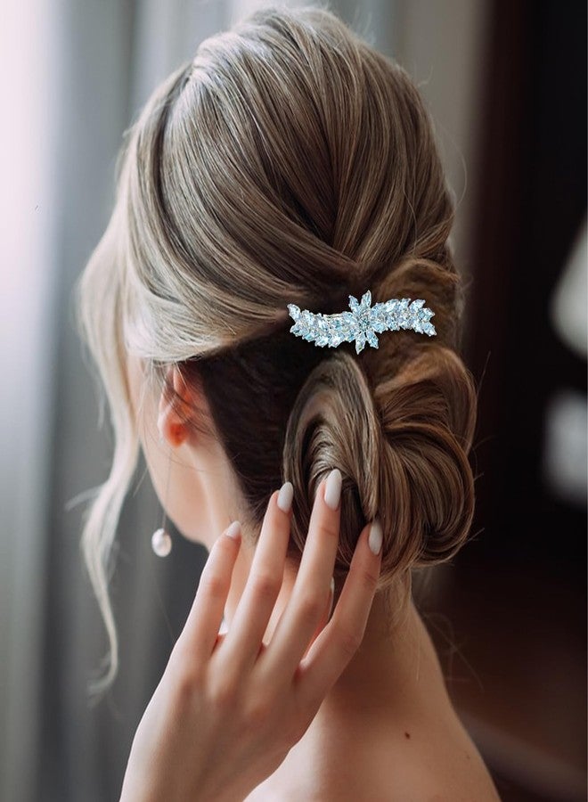 CURASA Rhinestone Bridal Hair Clip 2Pcs Metal Crystal Decorative Hair Barrettes Silver Sparkly Hair Pins Jewelry Alligator Barrette Elegant Head Pieces For Women Girls Bride Bridesmaid Wedding Party - Image 3