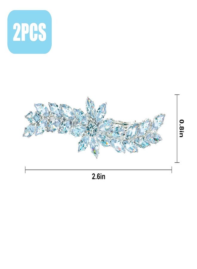 CURASA Rhinestone Bridal Hair Clip 2Pcs Metal Crystal Decorative Hair Barrettes Silver Sparkly Hair Pins Jewelry Alligator Barrette Elegant Head Pieces For Women Girls Bride Bridesmaid Wedding Party - Image 2