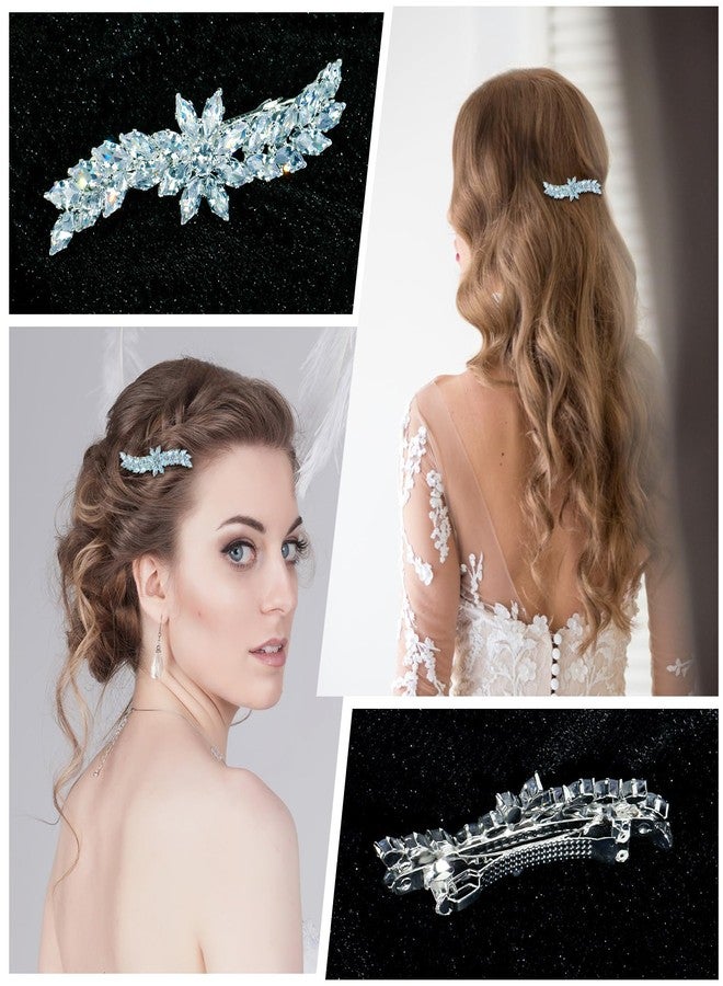 CURASA Rhinestone Bridal Hair Clip 2Pcs Metal Crystal Decorative Hair Barrettes Silver Sparkly Hair Pins Jewelry Alligator Barrette Elegant Head Pieces For Women Girls Bride Bridesmaid Wedding Party - Image 5
