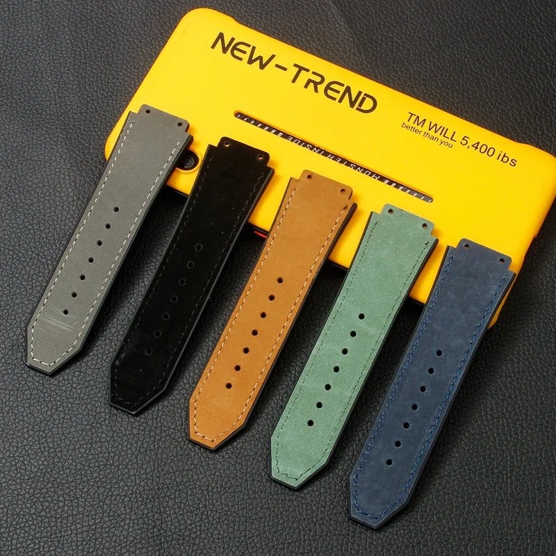Bluejw Genuine Leather Watch Band Replacement for HB Big-bang Series, Crazy Horse Cowhide Strap 19mm x 26mm - Image 2