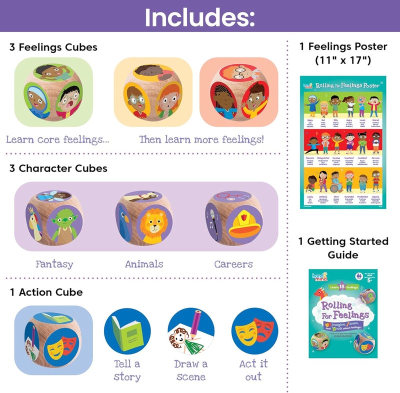 hand2mind hand2mind Rolling for Feelings Dice Game Therapy Games Play Therapy Toys Social Emotional Learning Emotional Regulation for Kids Social Skills Activities for Kids School Counselor Supplies - Image 2