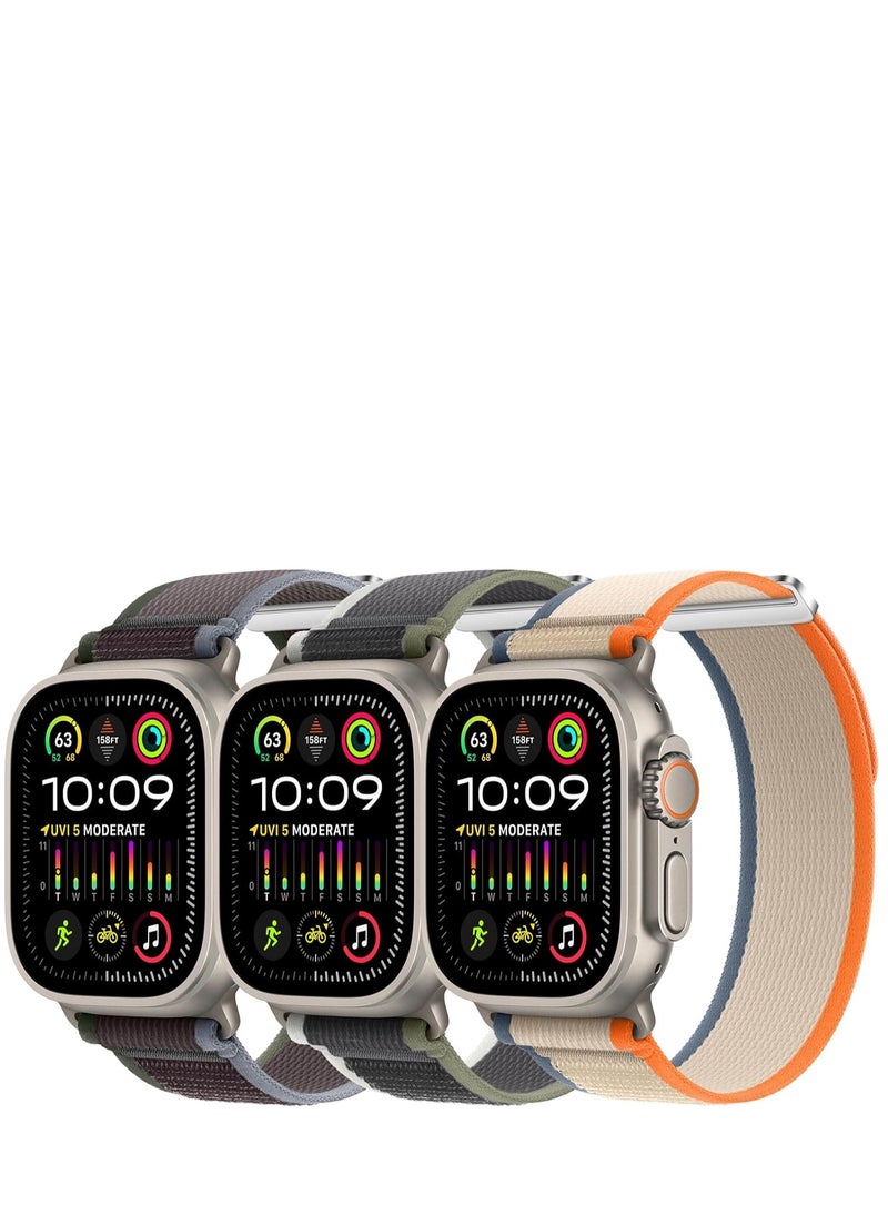Generic - 3pack  - Trail Loop Watch Band Strap for Apple Watch Ultra 49mm/45mm/44mm/42mm Yellow/Beige orange /dark brown /dark gray green - Image 1