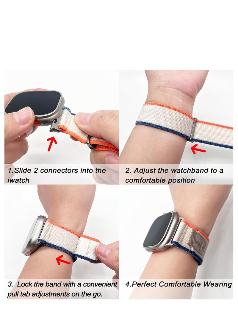 Generic - 3pack  - Trail Loop Watch Band Strap for Apple Watch Ultra 49mm/45mm/44mm/42mm Yellow/Beige orange /dark brown /dark gray green - Image 1