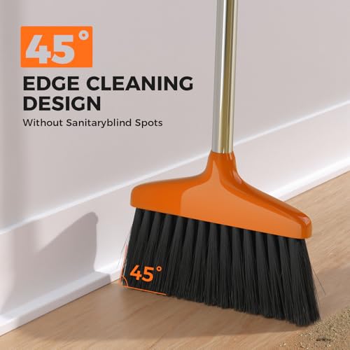 Nodirz Handy Broom 2 Pack, Indoor/Outdoor Brooms, Duty Kitchen Broom, for Home Garage Kitchen Office Courtyard Lobby Patio Lawn Concrete (2, Orange) - Image 4