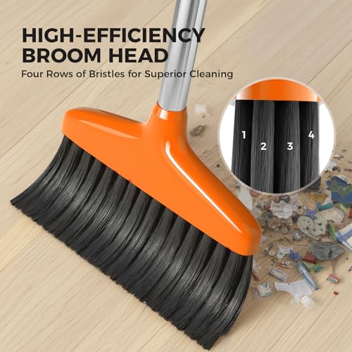 Nodirz Handy Broom 2 Pack, Indoor/Outdoor Brooms, Duty Kitchen Broom, for Home Garage Kitchen Office Courtyard Lobby Patio Lawn Concrete (2, Orange) - Image 2
