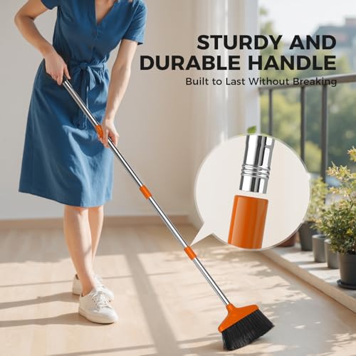 Nodirz Handy Broom 2 Pack, Indoor/Outdoor Brooms, Duty Kitchen Broom, for Home Garage Kitchen Office Courtyard Lobby Patio Lawn Concrete (2, Orange) - Image 3