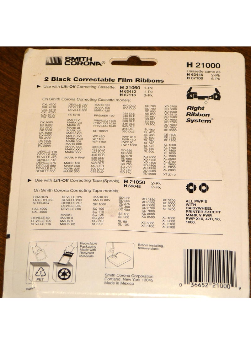 Pelikan Smith Corona H Series Correctable Film Cartridge Ribbon 2 Pack  - Image 3