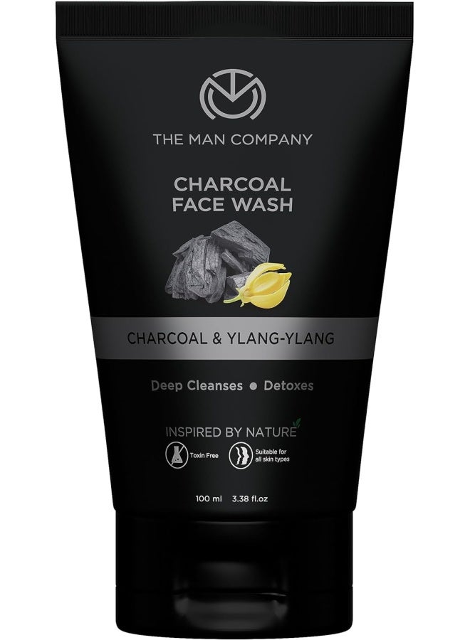 The Man Company Activated Charcoal Face Wash For Men Ylang Ylang & Argan Essential Oils Anti Pollution Acne Oil Control Unclog Pores Deep Cleansing Blackheads Removal All Skin Types 100ml Pack-1 - Image 1