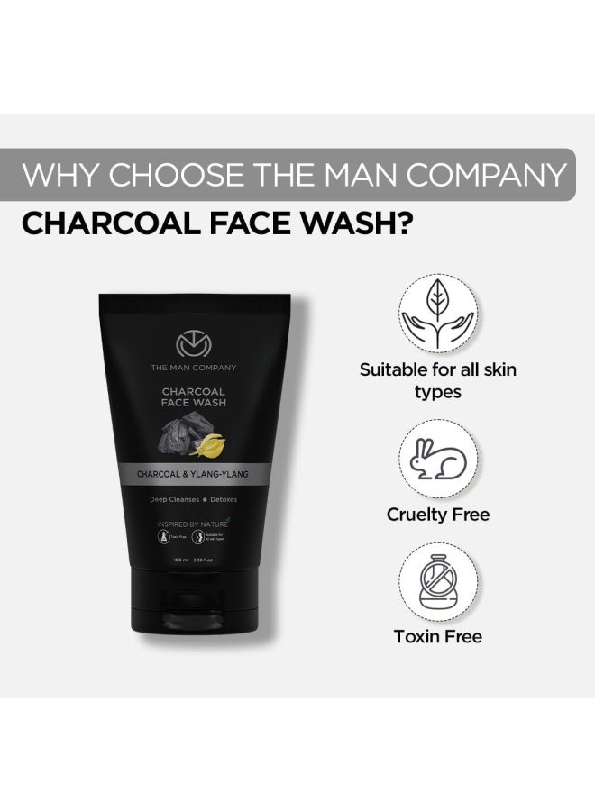 The Man Company Activated Charcoal Face Wash For Men Ylang Ylang & Argan Essential Oils Anti Pollution Acne Oil Control Unclog Pores Deep Cleansing Blackheads Removal All Skin Types 100ml Pack-1 - Image 5