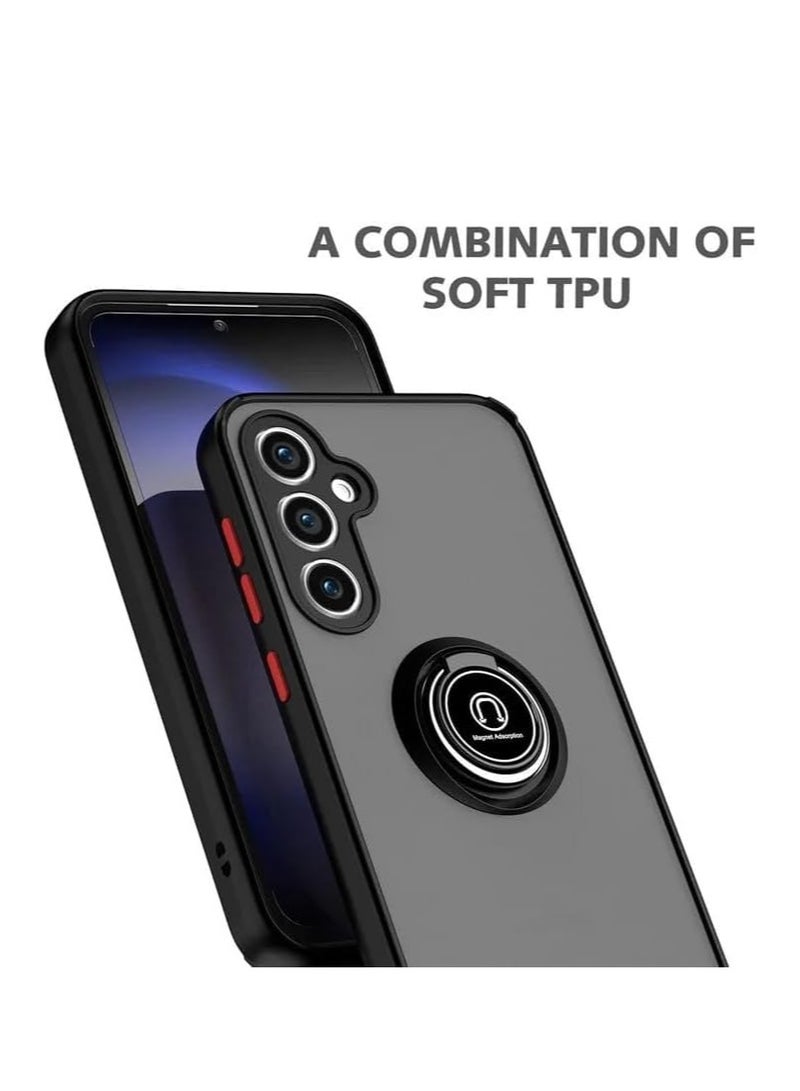 BORTONY Samsung Galaxy A55 Case Cover Metal Ring Holder Grip Kickstand Car Magnetic Mount Case Scratch Resistance Matte Finish Hard Back Bumper Case for Samsung Galaxy A55 - Image 2