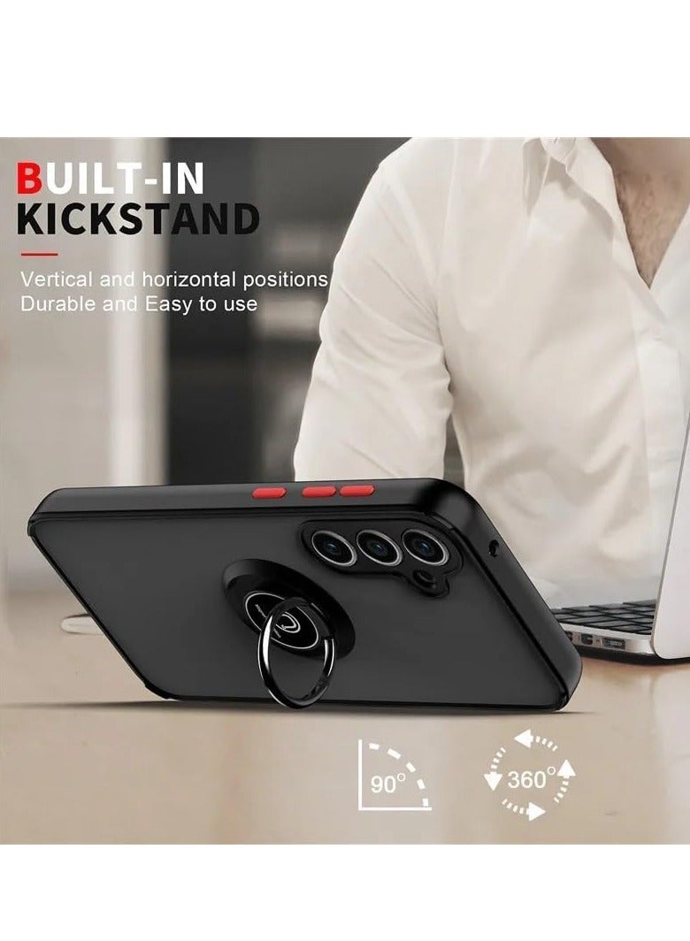 BORTONY Samsung Galaxy A55 Case Cover Metal Ring Holder Grip Kickstand Car Magnetic Mount Case Scratch Resistance Matte Finish Hard Back Bumper Case for Samsung Galaxy A55 - Image 3