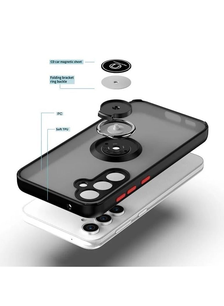 BORTONY Samsung Galaxy A55 Case Cover Metal Ring Holder Grip Kickstand Car Magnetic Mount Case Scratch Resistance Matte Finish Hard Back Bumper Case for Samsung Galaxy A55 - Image 4
