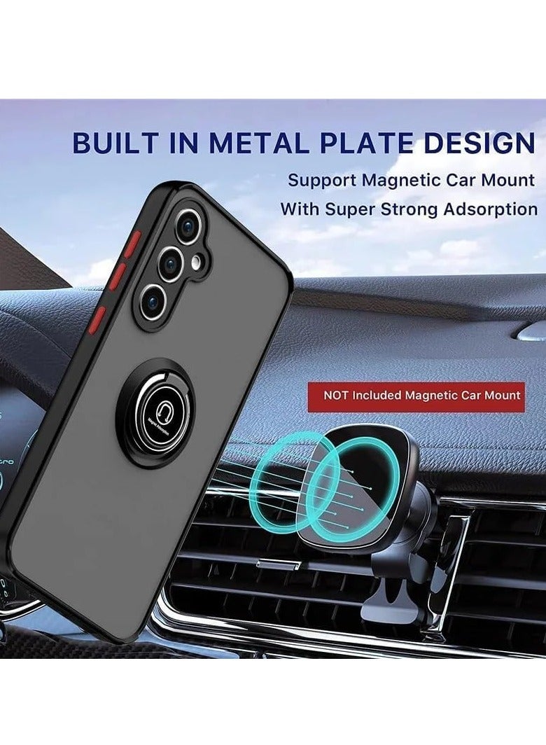 BORTONY Samsung Galaxy A55 Case Cover Metal Ring Holder Grip Kickstand Car Magnetic Mount Case Scratch Resistance Matte Finish Hard Back Bumper Case for Samsung Galaxy A55 - Image 5