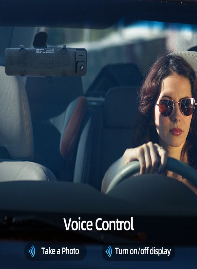 12 '' 4K+1080P rearview mirror, car dual dash cam camera, front and rear video recorder, WiFi interconnection, front and rear DVR, full screen touch screen, collision detection, GPS, reverse image - Image 3