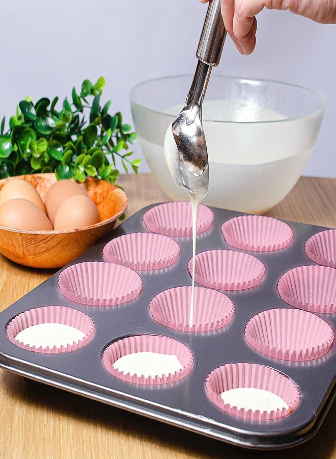 TRUSBER Pink Baking Cups, 100 pieces Standard Nonstick Cupcake Wrappers Baking Cup Holder Molds for Wedding, Birthday, Baby Shower, Holiday Party, Valentines Day Cupcake Liners - Image 5