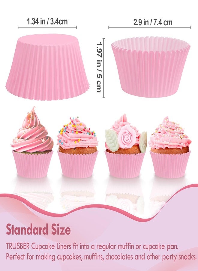 TRUSBER Pink Baking Cups, 100 pieces Standard Nonstick Cupcake Wrappers Baking Cup Holder Molds for Wedding, Birthday, Baby Shower, Holiday Party, Valentines Day Cupcake Liners - Image 2
