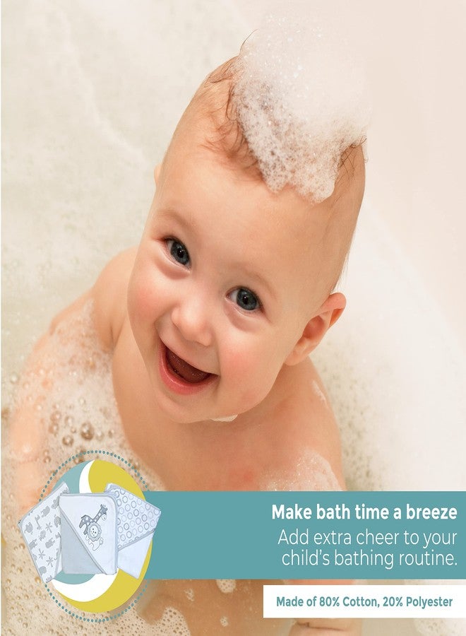 Spasilk Bath Hooded Towels & Baby Washcloths Set, Baby Bath Essentials for Everyday Use, 23-Piece Gift Set, Gray Lion - Image 5