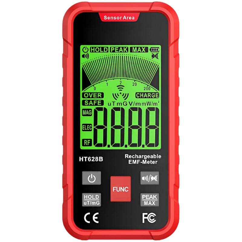 Ht628A Emf Meter, Handheld 3-in-1 Electromagnetic Field Radiation Detector, Dual Testing for Electric and Strong Attachment Fields, Ce & Fcc Verified, Trend Graph, Data Lock - Image 1