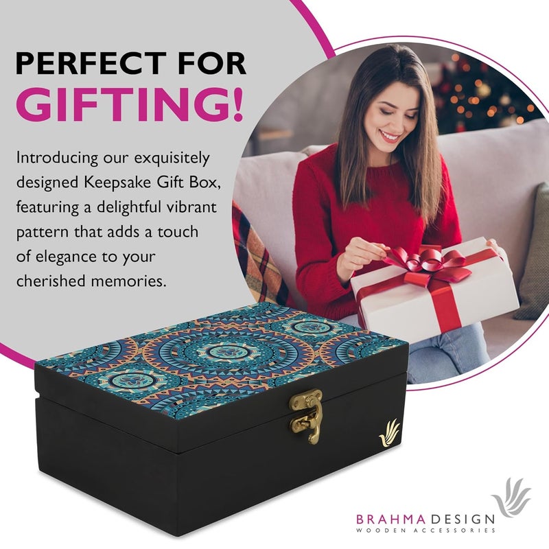 BRAHMA DESIGN BRAHMA DESIGN Decorative Gift Box for Presents Blue Mandala Design Size 8 x 5 x 275 JewelleryTarotVintage Box Knickknacks Storage Trunk Organiser Gift Box for Packing Engineered Wood - Image 4