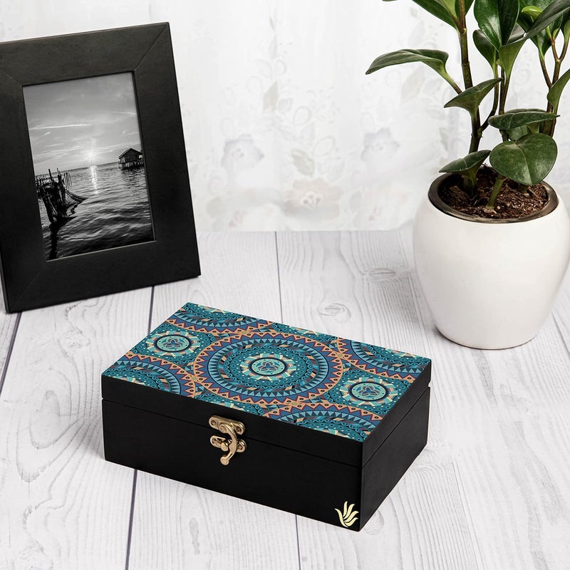 BRAHMA DESIGN BRAHMA DESIGN Decorative Gift Box for Presents Blue Mandala Design Size 8 x 5 x 275 JewelleryTarotVintage Box Knickknacks Storage Trunk Organiser Gift Box for Packing Engineered Wood - Image 5