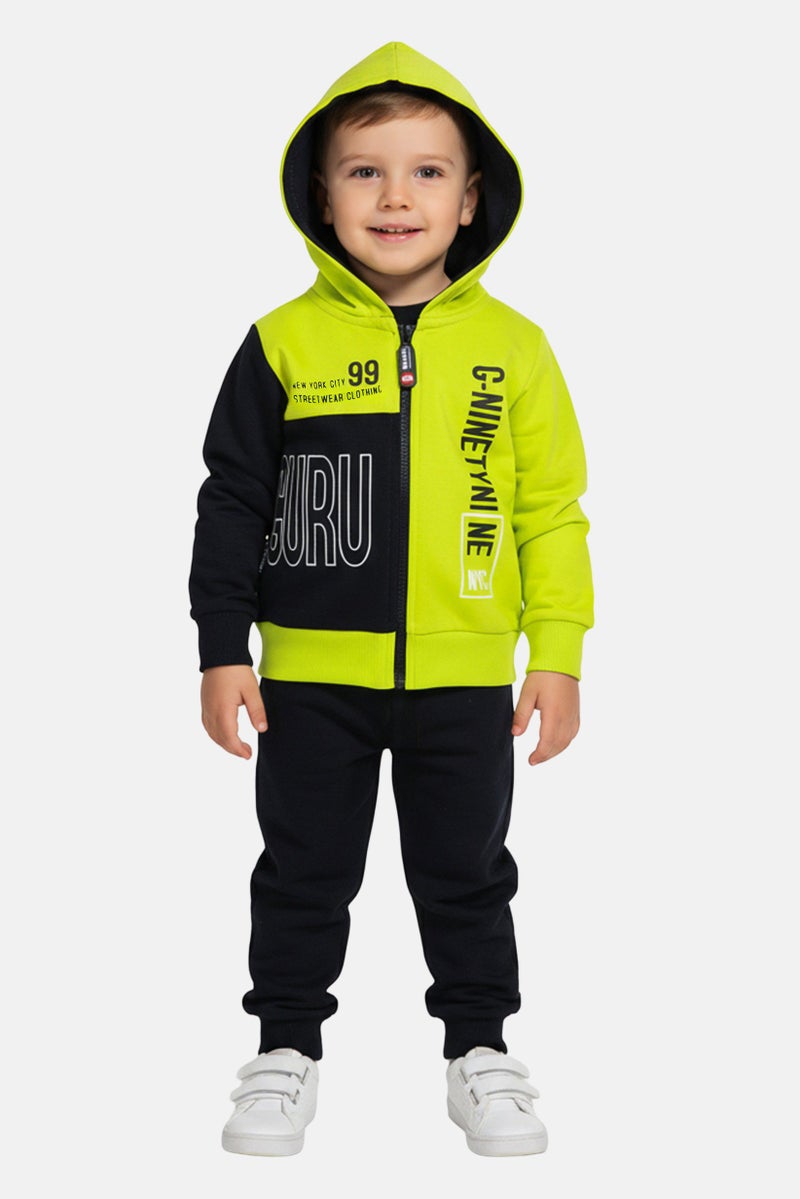 guru G99 By Guru Toddlers Boy 2 Pieces Brand Logo Hoodie With Bottom Set, Multicolor - Image 1