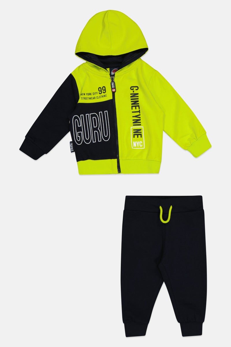 guru G99 By Guru Toddlers Boy 2 Pieces Brand Logo Hoodie With Bottom Set, Multicolor - Image 2