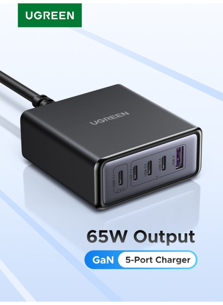 يو جرين شاحن 65 واط إجمالي USB نوع C GaN 4C1A شاحن سطح مكتب سريع محول شحن سريع قابس حائط موفر للمساحة شحن آمن متعدد الأجهزة يدعم التوافق مع ماك بوك آيفون 17 سلسلة سامسونج جالاكسي - Image 1