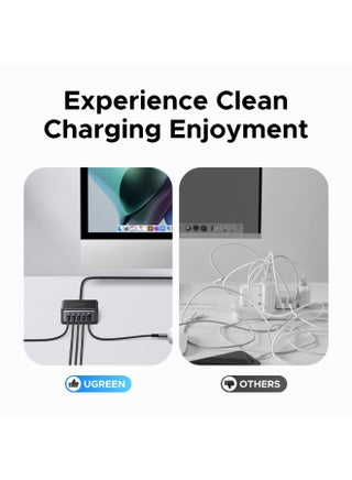 شاحن 65 واط إجمالي USB نوع C GaN 4C1A شاحن سطح مكتب سريع محول شحن سريع قابس حائط موفر للمساحة شحن آمن متعدد الأجهزة يدعم التوافق مع ماك بوك آيفون 17 سلسلة سامسونج جالاكسي - view 5