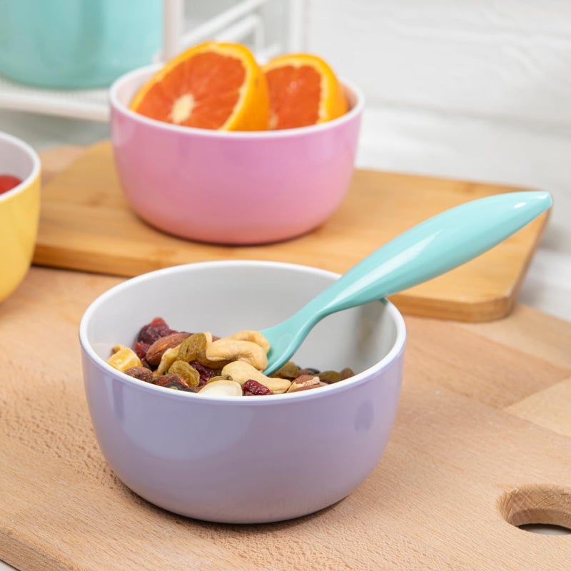 Bzyoo Set of 6 Small ColorPop Melamine Bowls - 4.5" 14.3 OZ Dipping, Dessert, Snack, Serving for Side Dishes, Soups, Salads, Ice Cream, and Parties - Pastel - Image 2