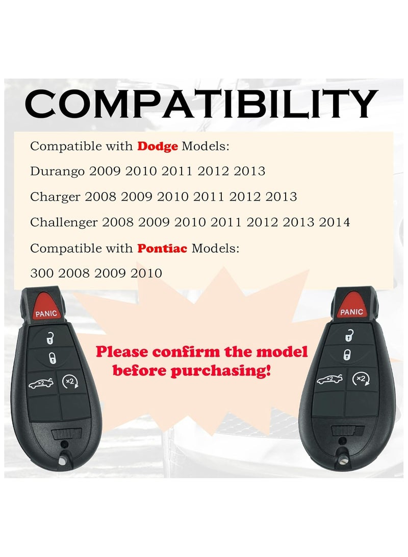 TLAXCA Pack of 2 Remote Key Fob FOBIK Replacement Fits for Dodge Challenger 2008 2009 2010 2011 2012 2013 2014 Charger 2009-2013 Durango 2009-2013 Chrysler 300 IYZ-C01C Keyless Entry Remote Start Control 433MHZ - Image 2