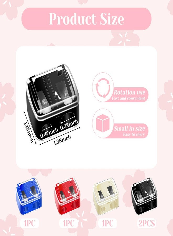salbsever 5 Pack Make Up Pencil Sharpener, Lip Liner Pencil Sharpener, Cosmetic Pencil Sharpener, Colored Cosmetic Lip Pencil Sharpener Hand Pencil Sharpener for Eyeliner Lip Liner Pencils, Multi Colors - Image 2